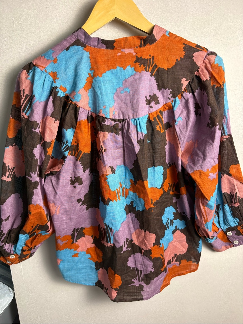 Anthropologie Porridge Multicolor Floral Button-Front 100% Cotton Blouse Small - Picture 6 of 6